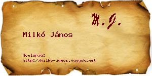 Milkó János névjegykártya